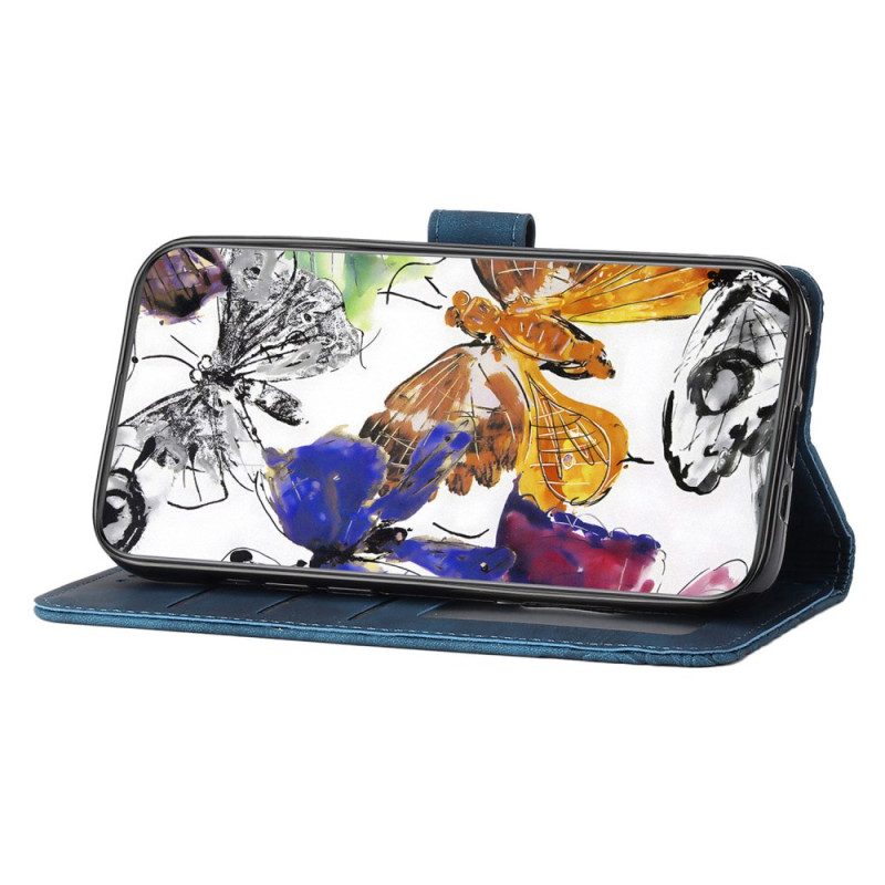 Lederhüllen Samsung Galaxy S25 5g Edge Wildleder-schmetterlingseffekt