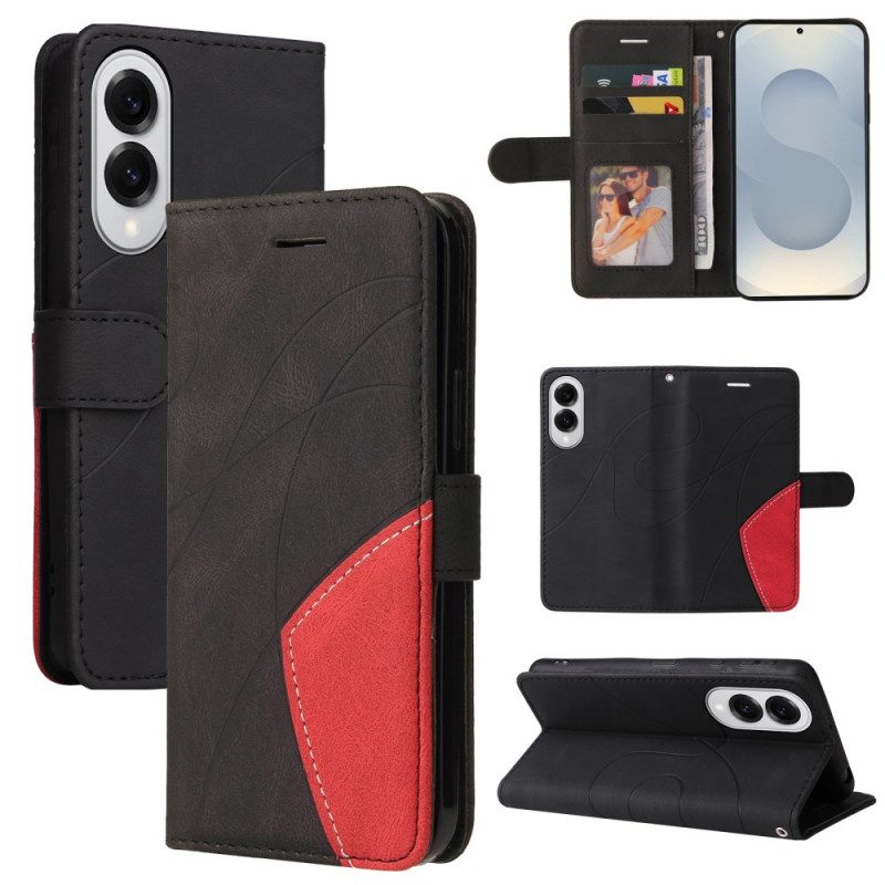 Lederhüllen Samsung Galaxy S25 5g Edge Zweifarbige Wellenstruktur