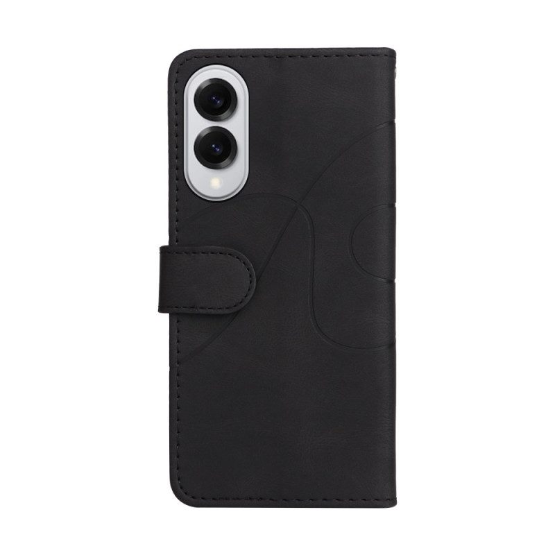 Lederhüllen Samsung Galaxy S25 5g Edge Zweifarbige Wellenstruktur