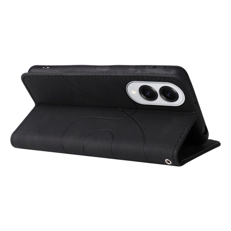 Lederhüllen Samsung Galaxy S25 5g Edge Zweifarbige Wellenstruktur