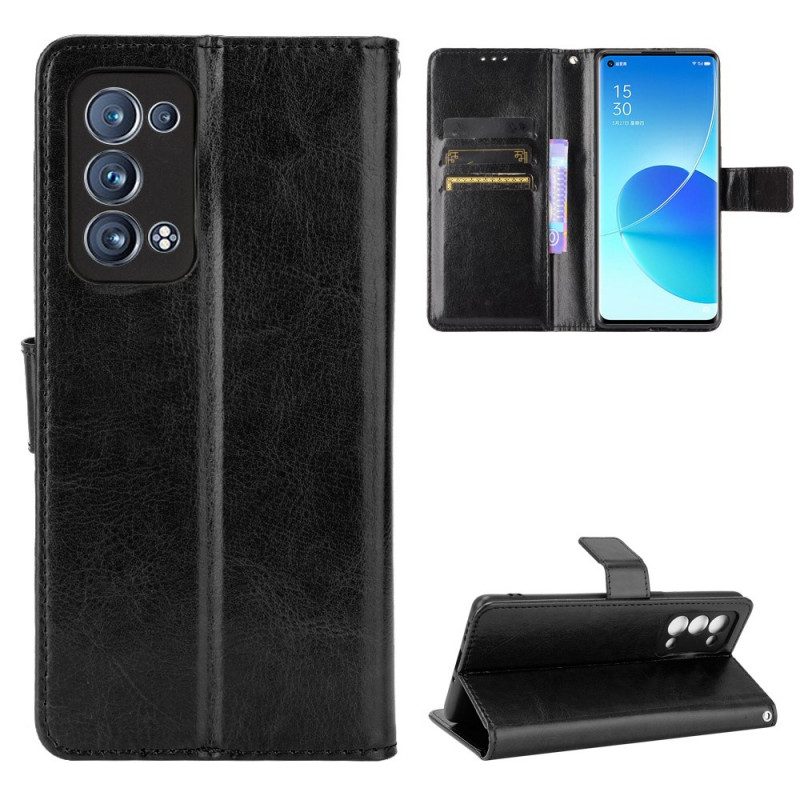 Lederhüllen Für Oppo Reno 6 Pro 5G Armband Und Verschluss Mit Glatter Textur