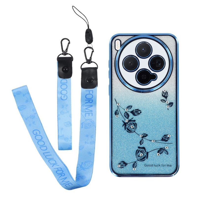 Hülle Vivo X300 Handyhülle Ringhalter Mit Blumen Und Strasssteinen