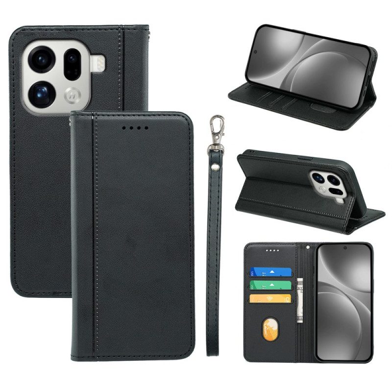 Flip Case Für Oppo Find X9 Pro 5g Besatz Mit Riemen