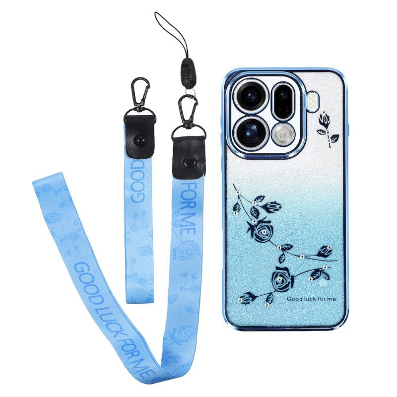 Hülle Oppo Find X9 Pro 5g Riemchen Mit Blumen Und Strasssteinen