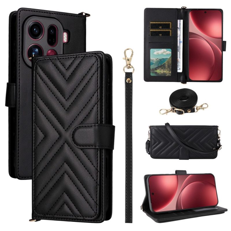 Lederhüllen Für Oppo Find X9 Pro 5g Gesteppt Mit Riemen