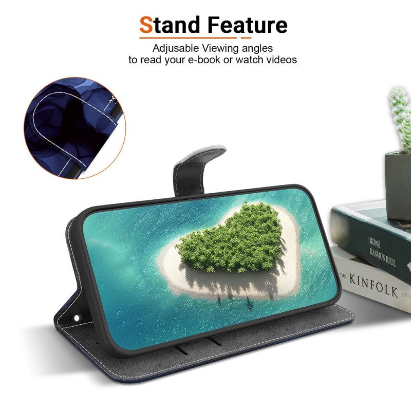 Lederhüllen Für Sony Xperia 10 Vii Blaues Blumenmuster