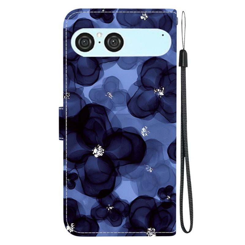 Lederhüllen Für Sony Xperia 10 Vii Blaues Blumenmuster