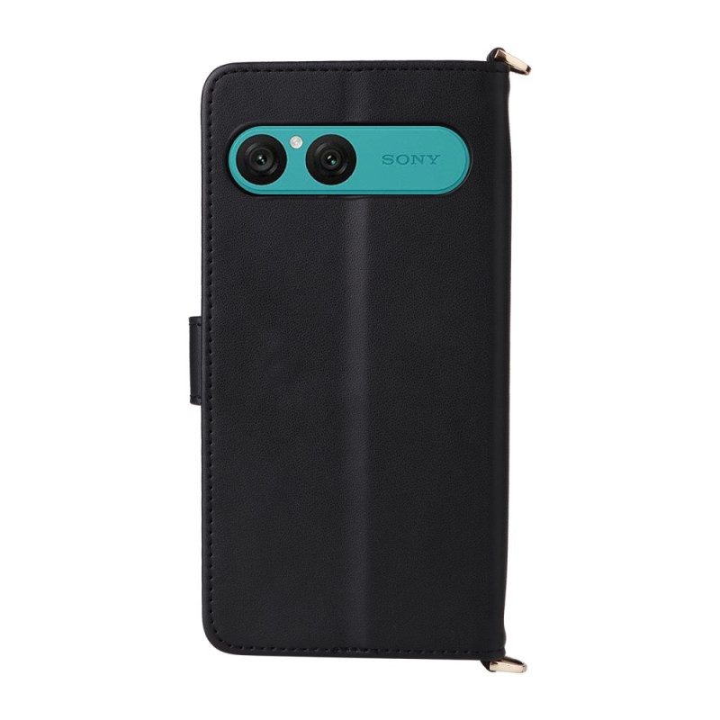 Lederhüllen Für Sony Xperia 10 Vii Gesteppt Mit Trageriemen Und Handschlaufe