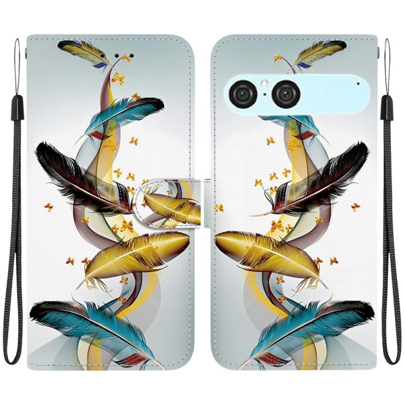 Lederhüllen Für Sony Xperia 10 Vii Goldene Federn