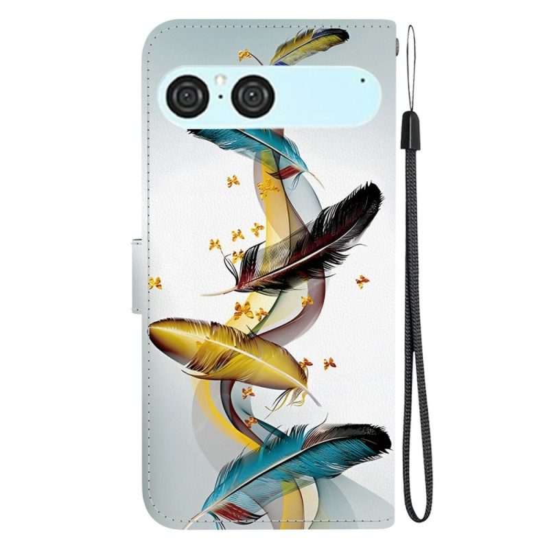 Lederhüllen Für Sony Xperia 10 Vii Goldene Federn