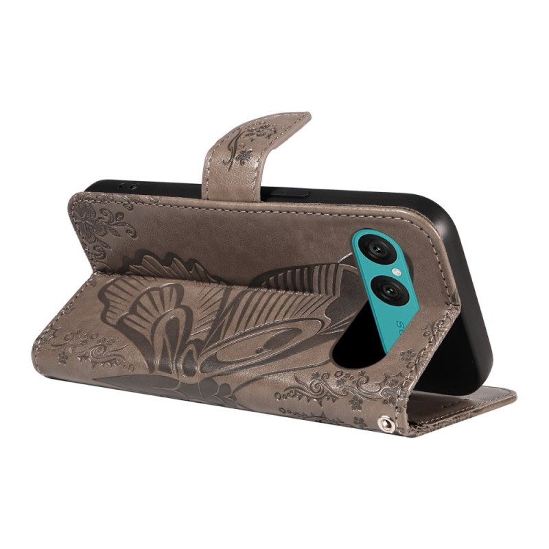 Lederhüllen Für Sony Xperia 10 Vii Schmetterlingsmotiv