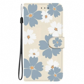 Lederhüllen Sony Xperia 10 Vii Handyhülle Blaue Gänseblümchen