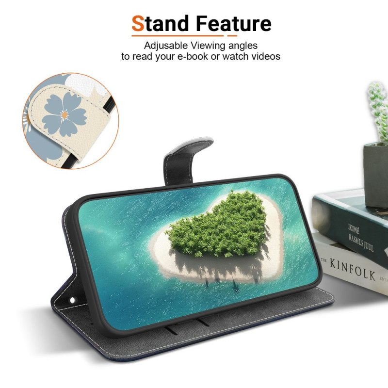 Lederhüllen Sony Xperia 10 Vii Handyhülle Blaue Gänseblümchen