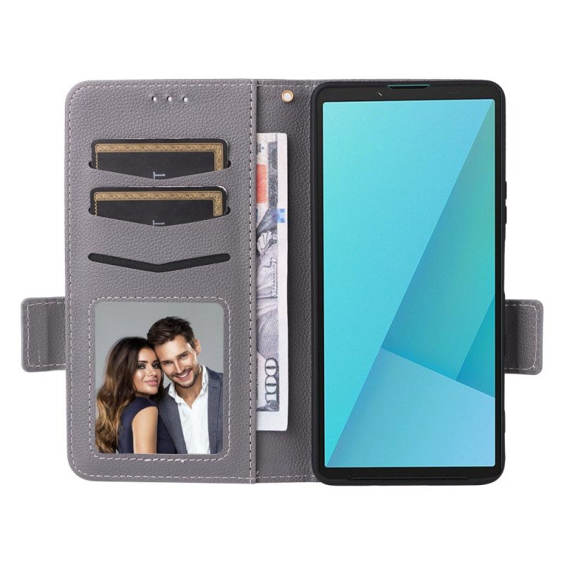 Lederhüllen Sony Xperia 10 Vii Handyhülle Kunstleder Mit Trageriemen