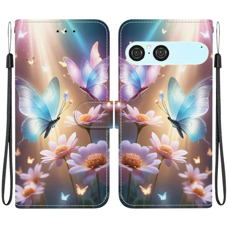 Lederhüllen Sony Xperia 10 Vii Handyhülle Leuchtende Schmetterlinge