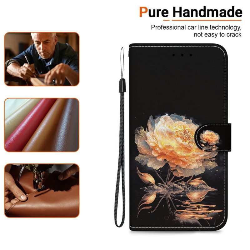 Lederhüllen Sony Xperia 10 Vii Handyhülle Orange Pfingstrose