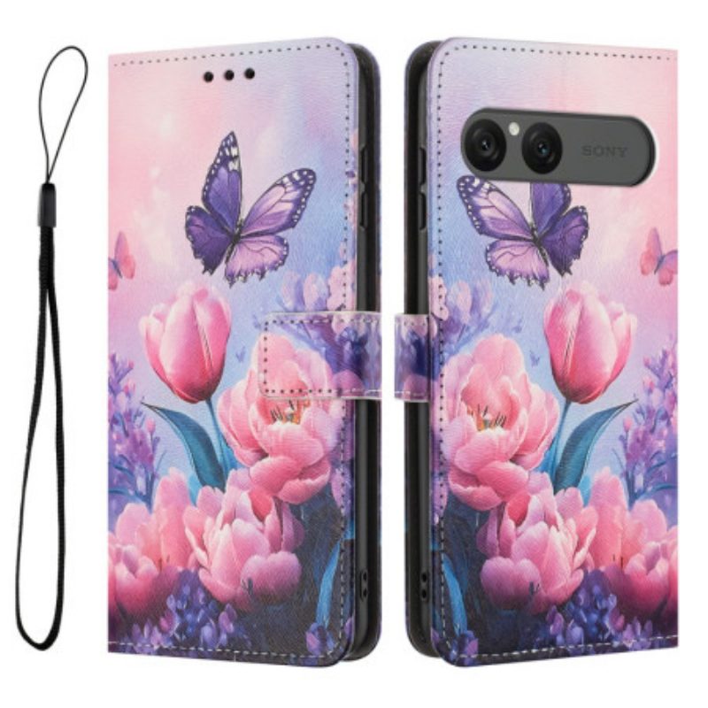 Lederhüllen Sony Xperia 10 Vii Handyhülle Rosa Blumenmuster