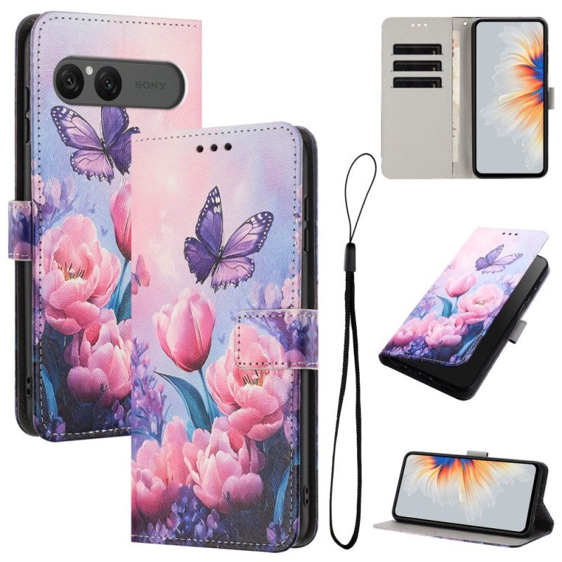 Lederhüllen Sony Xperia 10 Vii Handyhülle Rosa Blumenmuster