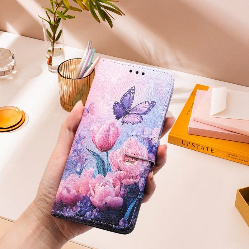 Lederhüllen Sony Xperia 10 Vii Handyhülle Rosa Blumenmuster