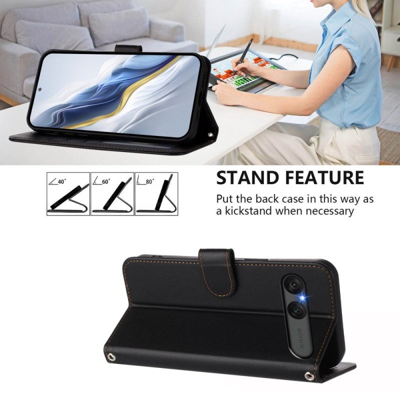 Lederhüllen Sony Xperia 10 Vii Handyhülle Schlichtes Kunstleder