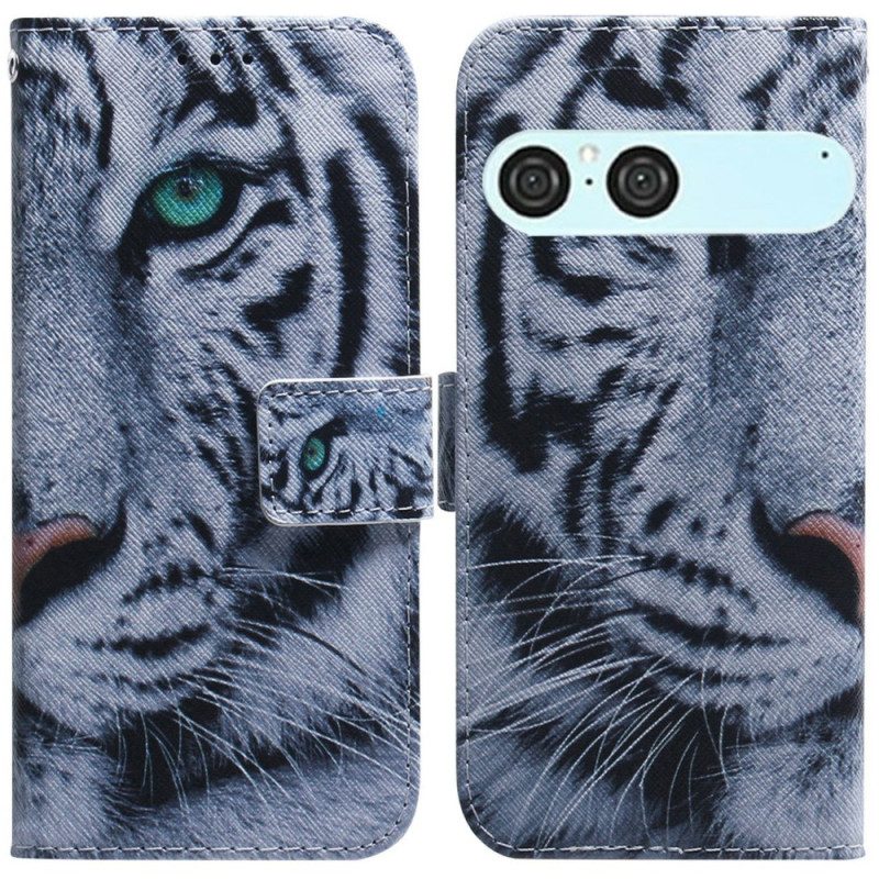 Lederhüllen Sony Xperia 10 Vii Handyhülle Weißer Tiger