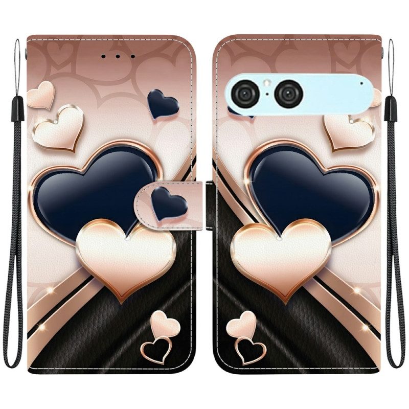 Lederhüllen Sony Xperia 10 Vii Handyhülle Zwei Herzen