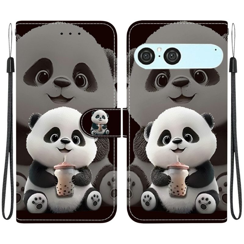 Lederhüllen Sony Xperia 10 Vii Panda Mit Babyflasche