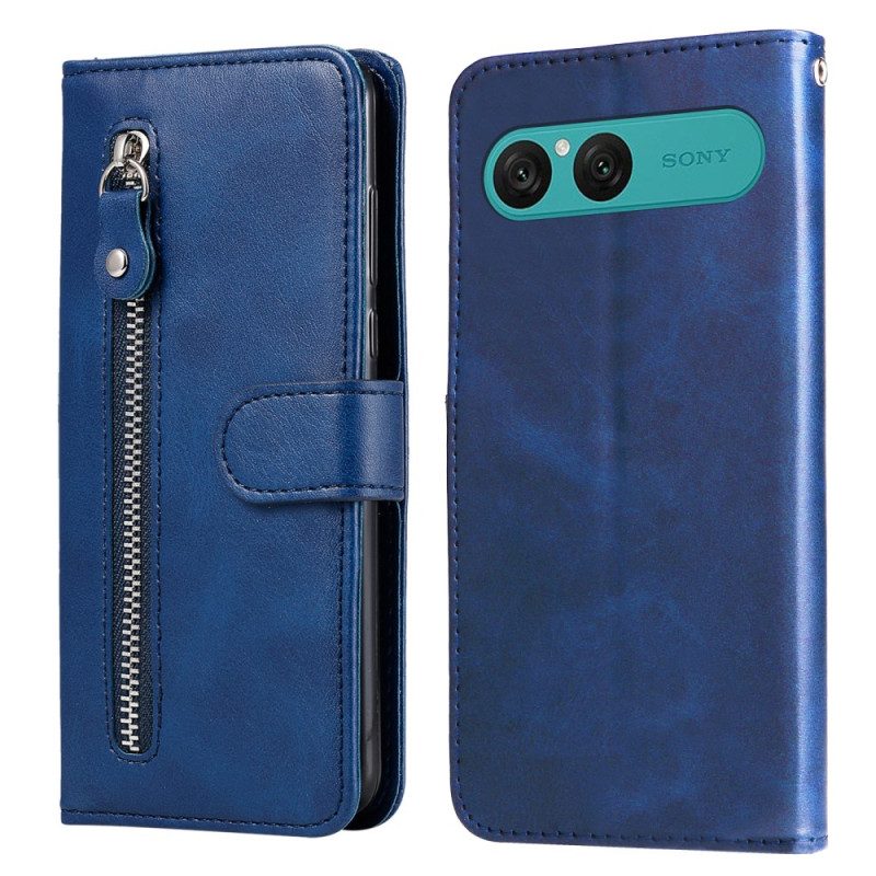 Lederhüllen Sony Xperia 10 Vii Reißverschlussfach
