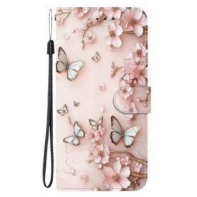 Lederhüllen Sony Xperia 10 Vii Rosa Schmetterlinge