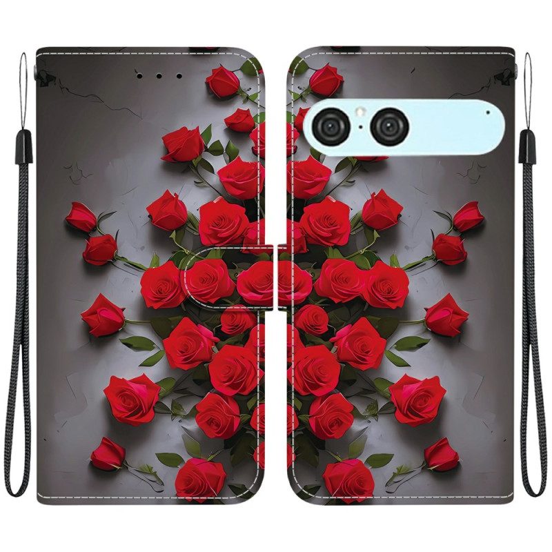 Lederhüllen Sony Xperia 10 Vii Rote Rosen