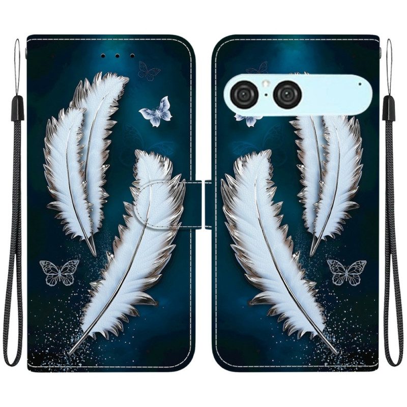 Lederhüllen Sony Xperia 10 Vii Weiße Schmetterlinge