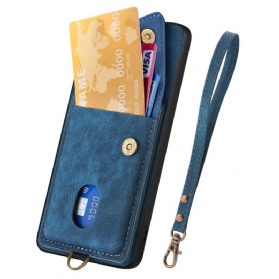 Hülle Für Samsung Galaxy A17 4g / 5g Wildlederoptik Mit Kartenetui Und Lanyard