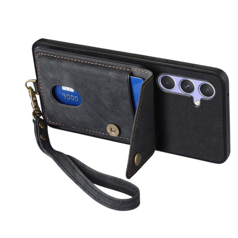 Hülle Für Samsung Galaxy A17 4g / 5g Wildlederoptik Mit Kartenetui Und Lanyard