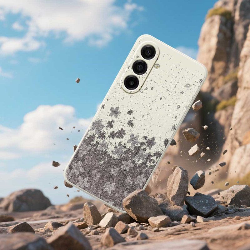 Hülle Samsung Galaxy A17 4g / 5g Graues Blumenmuster