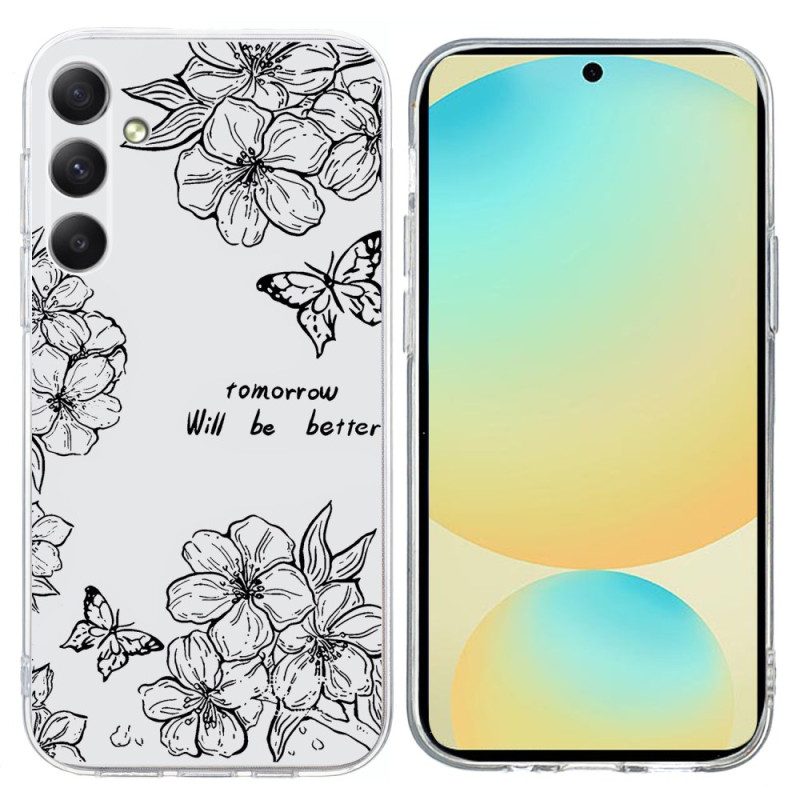 Hülle Samsung Galaxy A17 4g / 5g Handyhülle Schmetterlinge Und Weiße Blumen