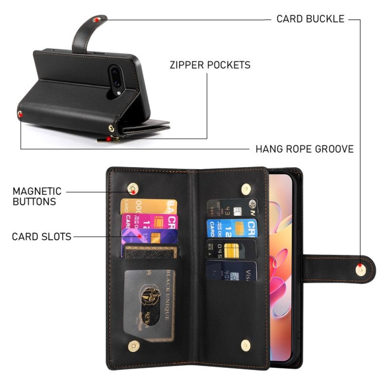 Lederhüllen Für Samsung Galaxy A17 4g / 5g Geldbörse Mit Reißverschlussfach Und Riemen