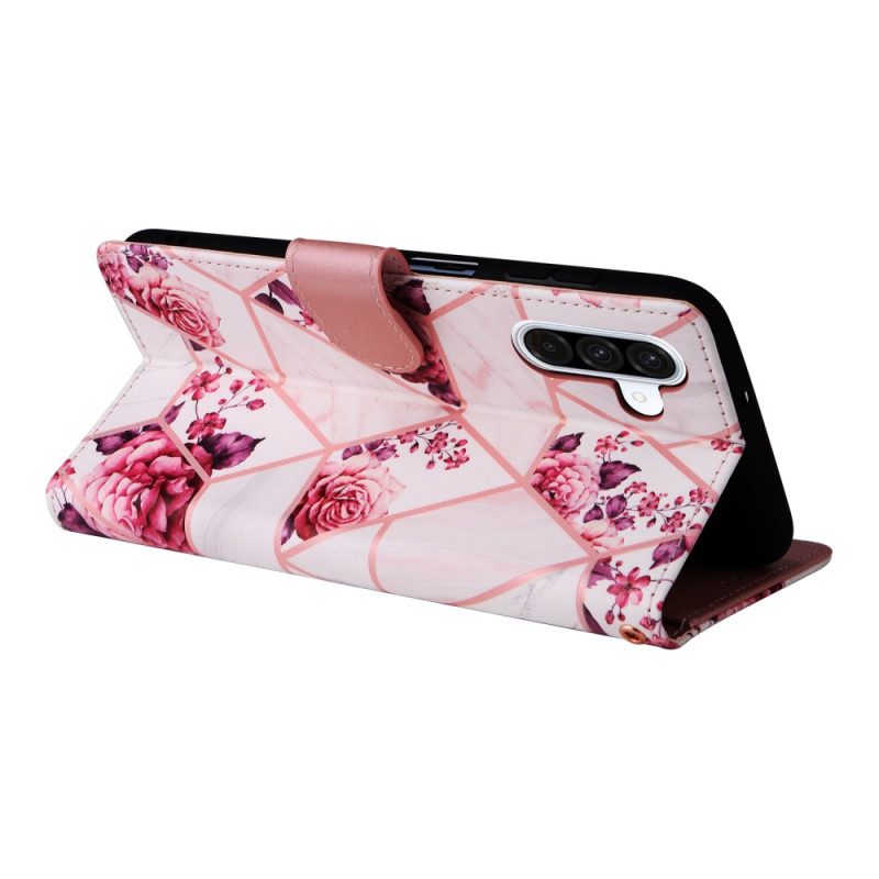 Lederhüllen Für Samsung Galaxy A17 4g / 5g Marmor-design Mit Lanyard