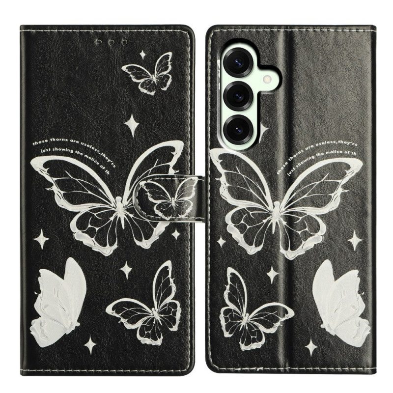 Lederhüllen Für Samsung Galaxy A17 4g / 5g Schwarz-weiße Schmetterlinge