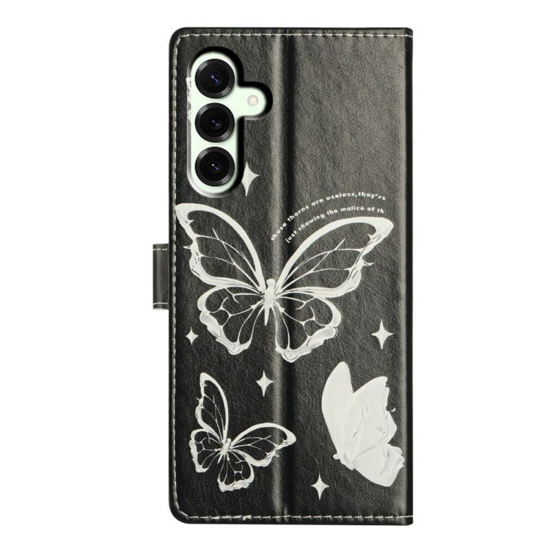 Lederhüllen Für Samsung Galaxy A17 4g / 5g Schwarz-weiße Schmetterlinge