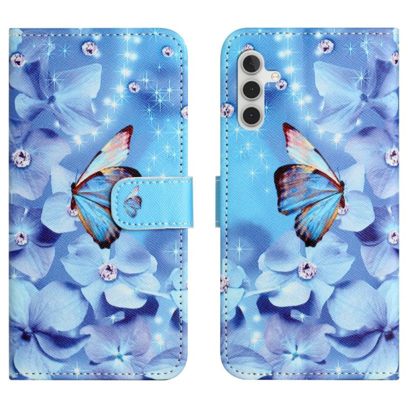 Lederhüllen Samsung Galaxy A17 4g / 5g Blumen- Und Schmetterlingsmuster