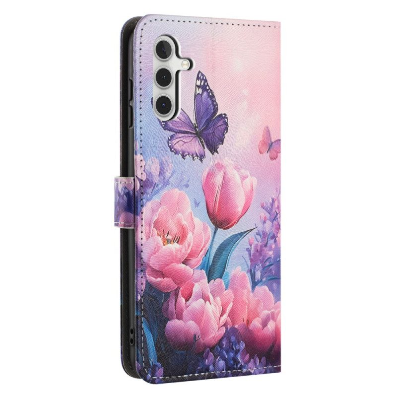Lederhüllen Samsung Galaxy A17 4g / 5g Blumendekor