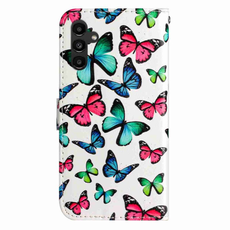 Lederhüllen Samsung Galaxy A17 4g / 5g Bunte Schmetterlinge