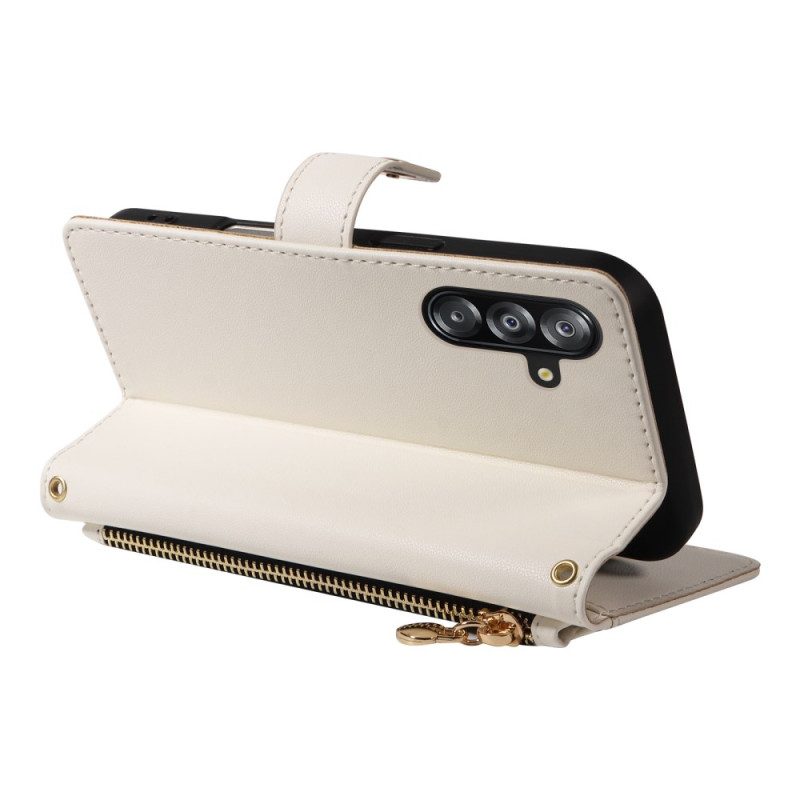 Lederhüllen Samsung Galaxy A17 4g / 5g Gesteppt Mit Riemen Und Schultergurt Armband