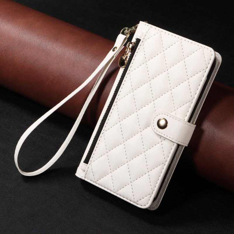 Lederhüllen Samsung Galaxy A17 4g / 5g Gesteppt Mit Riemen Und Schultergurt Armband