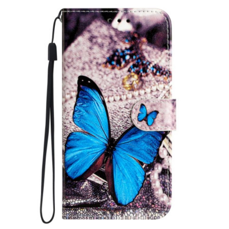 Lederhüllen Samsung Galaxy A17 4g / 5g Handyhülle Blauer Schmetterling