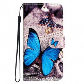 Lederhüllen Samsung Galaxy A17 4g / 5g Handyhülle Blauer Schmetterling