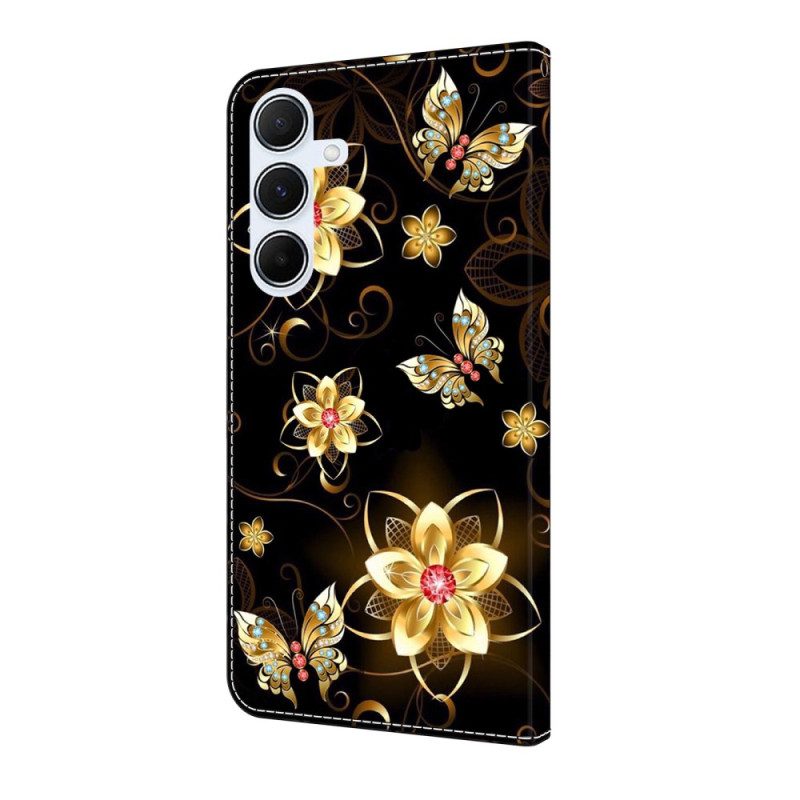 Lederhüllen Samsung Galaxy A17 4g / 5g Handyhülle Goldene Blumen