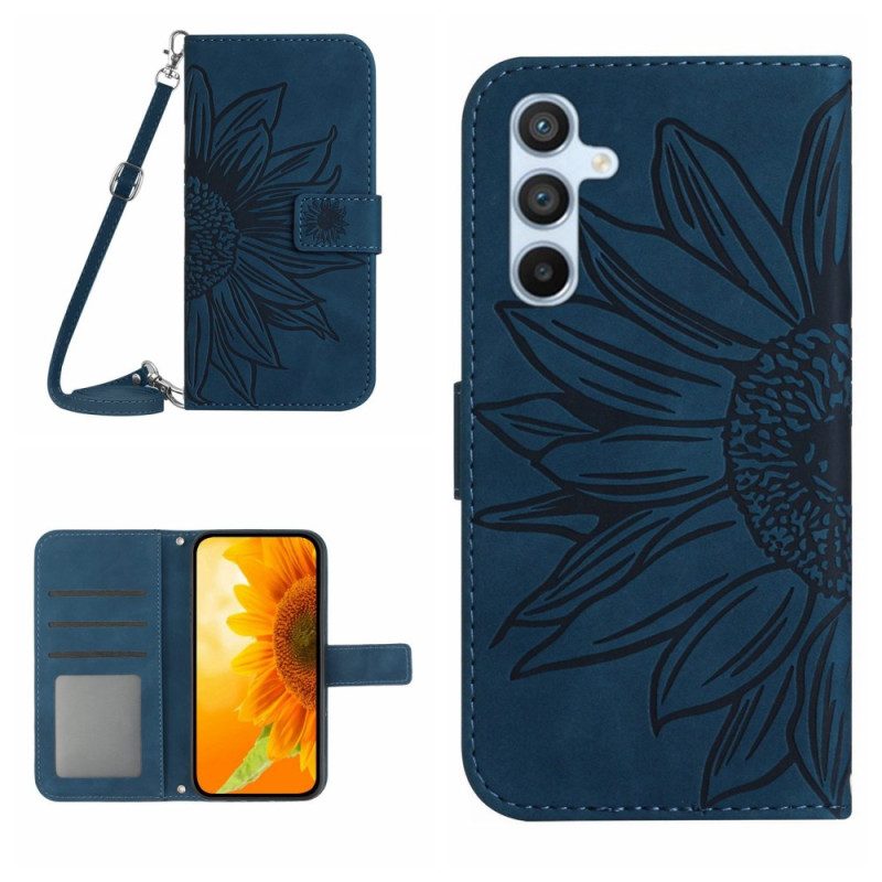 Lederhüllen Samsung Galaxy A17 4g / 5g Handyhülle Schultertasche Mit Sonnenblumenmuster