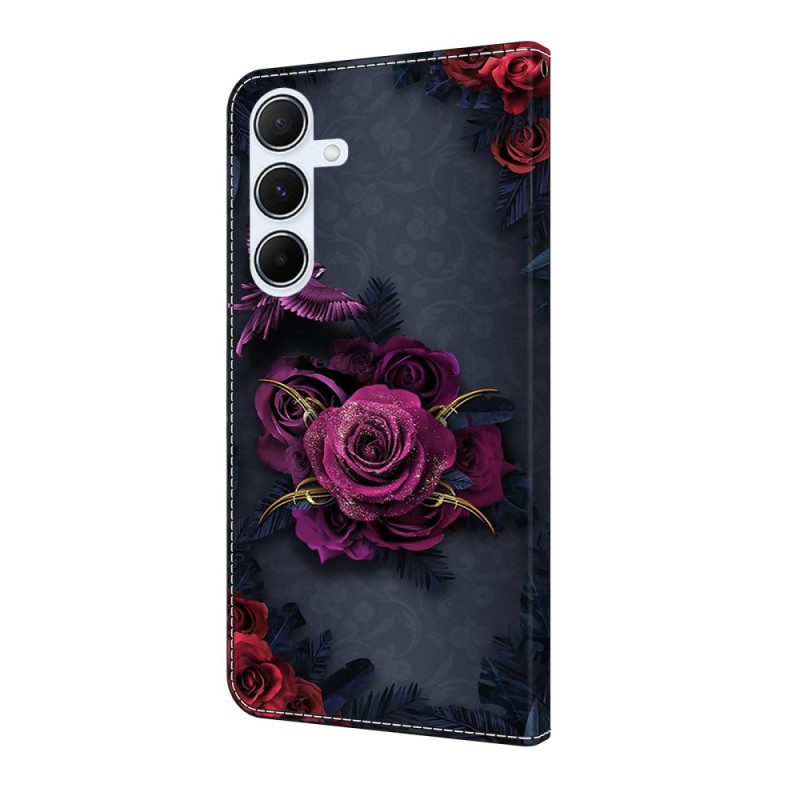 Lederhüllen Samsung Galaxy A17 4g / 5g Violette Blumen