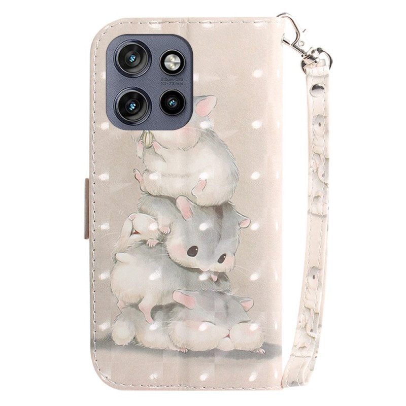 Lederhüllen Motorola Edge 50 Neo Handyhülle Hamster Mit Riemen